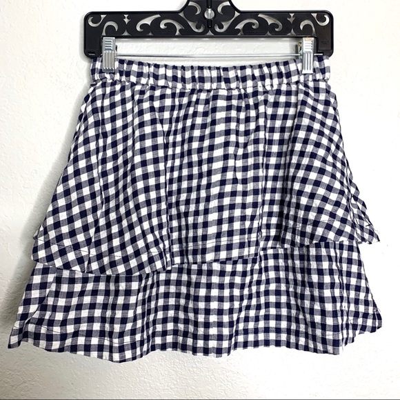 Madewell blue/white gingham tiered mini skirt xs - Picture 6 of 7